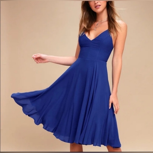 Lulu's Royal Blue Midi Dress.   Size-Small - Picture 1 of 4